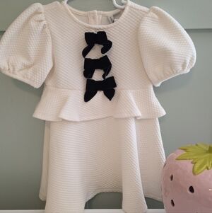 Janie and Jack 3 Years Or 3t Dress with Black Bow Details